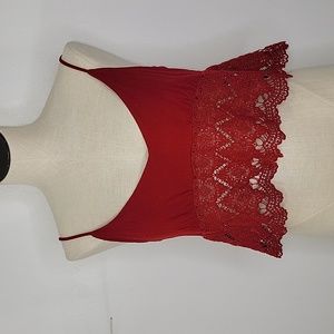 Forever 21 Dark Red Lacy Crop Top SZ L